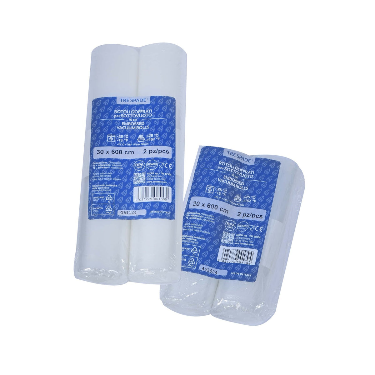 Rotolo Goffrato per Confezionatrice Sottovuoto 20x600 cm 2 Pezzi