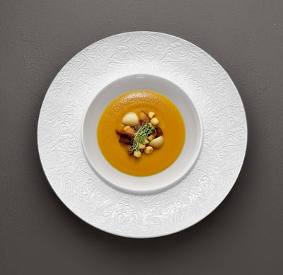 Essentia Damasco Piatto Fondo Gourmet Inclinato Magnesium Porcelain 25,5 cm 2 Pezzi