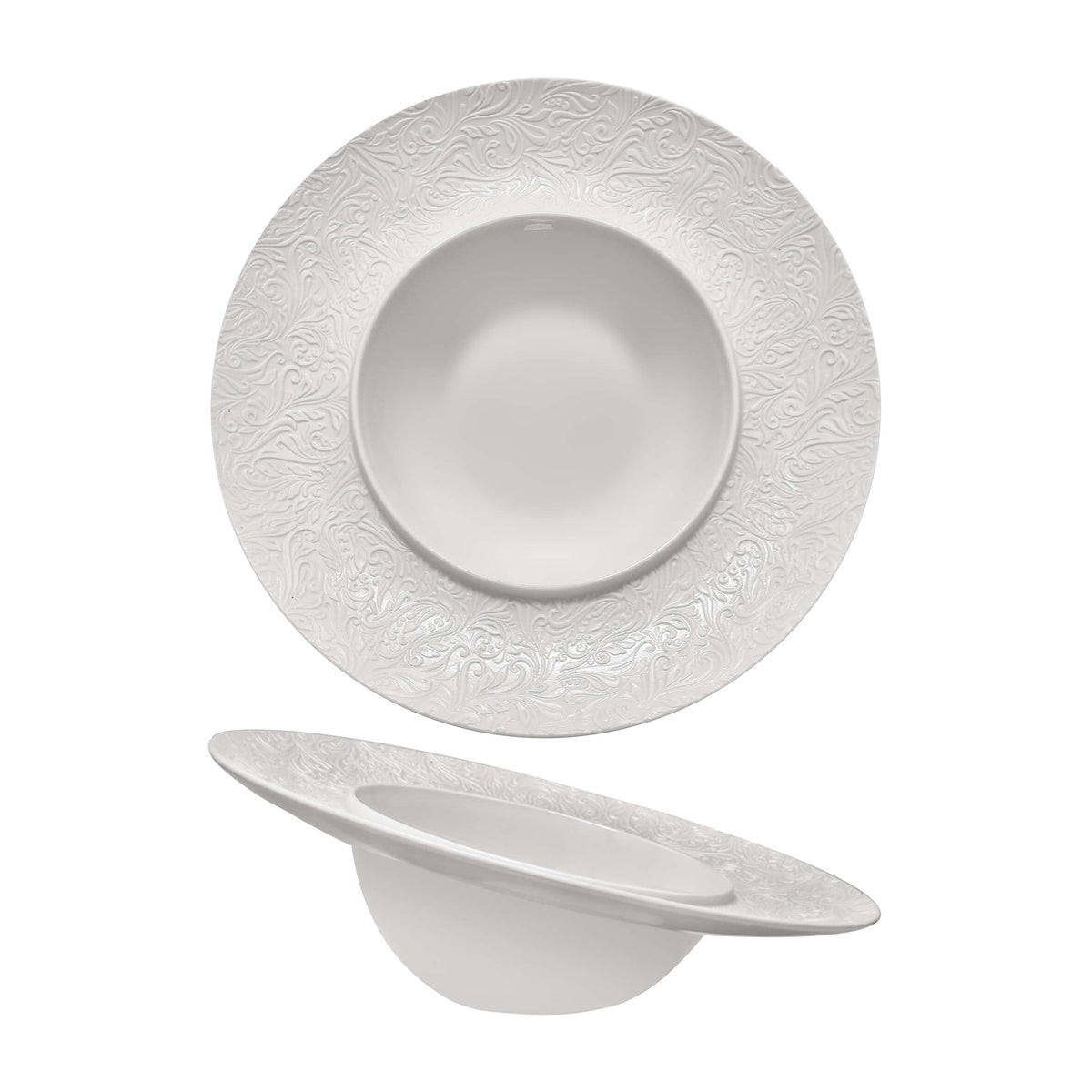 Essentia Damasco Piatto Fondo Gourmet Inclinato Magnesium Porcelain 25,5 cm 2 Pezzi