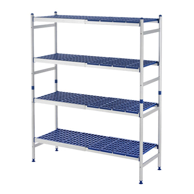 Scaffale Estensibile in Alluminio e Polipropilene 4 Ripiani Forati 48x89-135 cm H 167