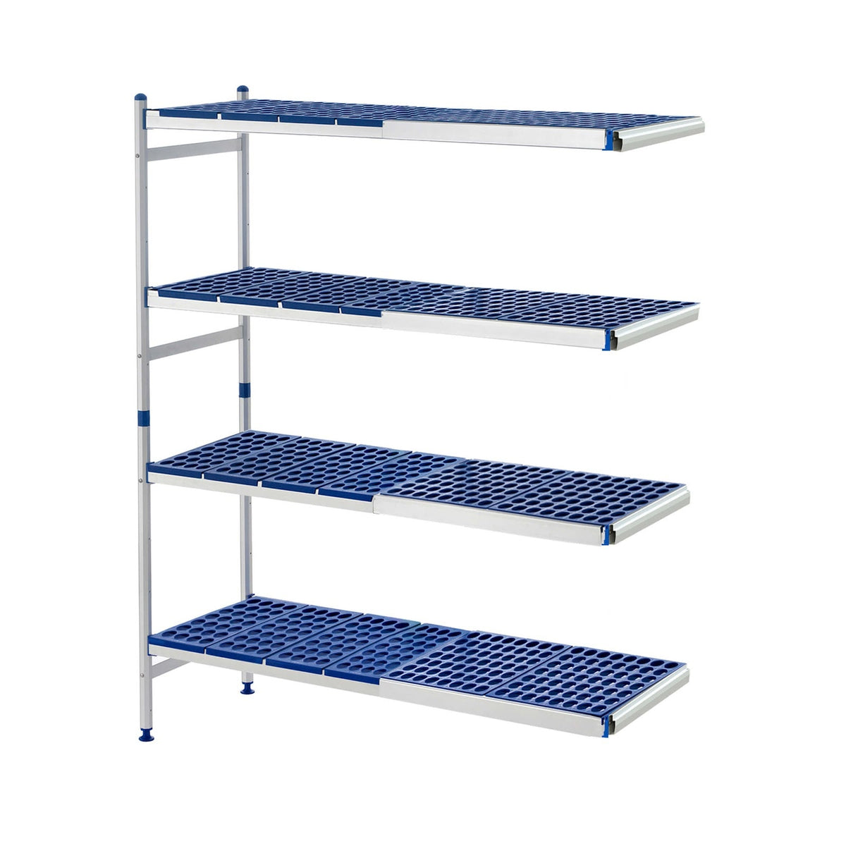 Modulo Estensibile per Scaffale in Alluminio e Polipropilene 4 Ripiani 48x89-135 cm H 167