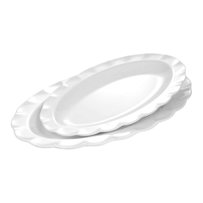 Vassoio Ovale da Buffet in Melamina Bianco 71x45 cm H 5 3 Pezzi