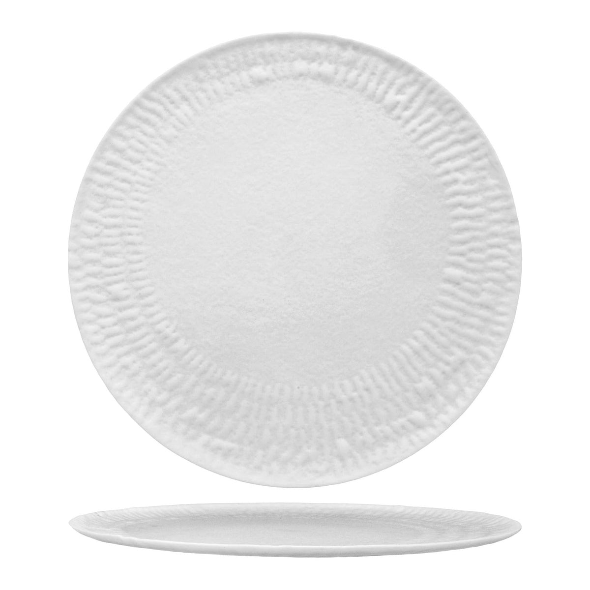 Eclissi Piatto Gourmet in Vetro Bianco Lavorato a Mano Ø 32,5 cm 2 Pezzi