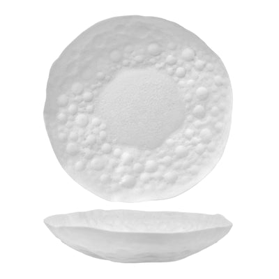 Luna Piatto Fondo Coppa in Vetro Bianco Lavorato a Mano Ø 30 cm H 5,5 2 Pezzi