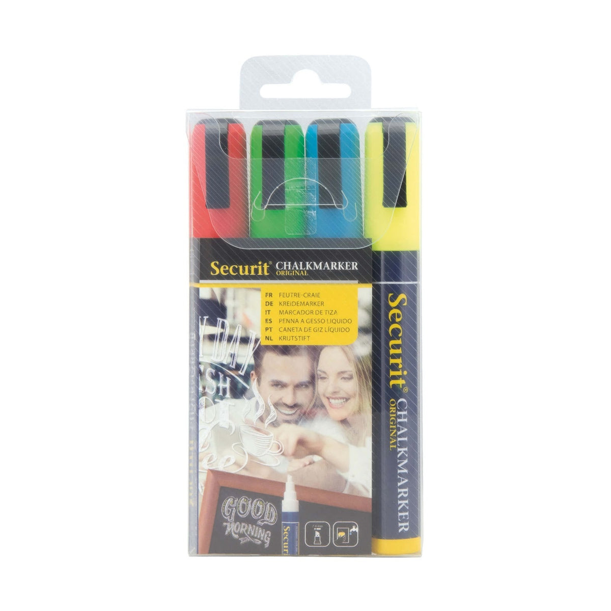 Pennarelli a Gesso Liquido Colori Assortiti Punta Media 2-6 mm Set 4 Pezzi
