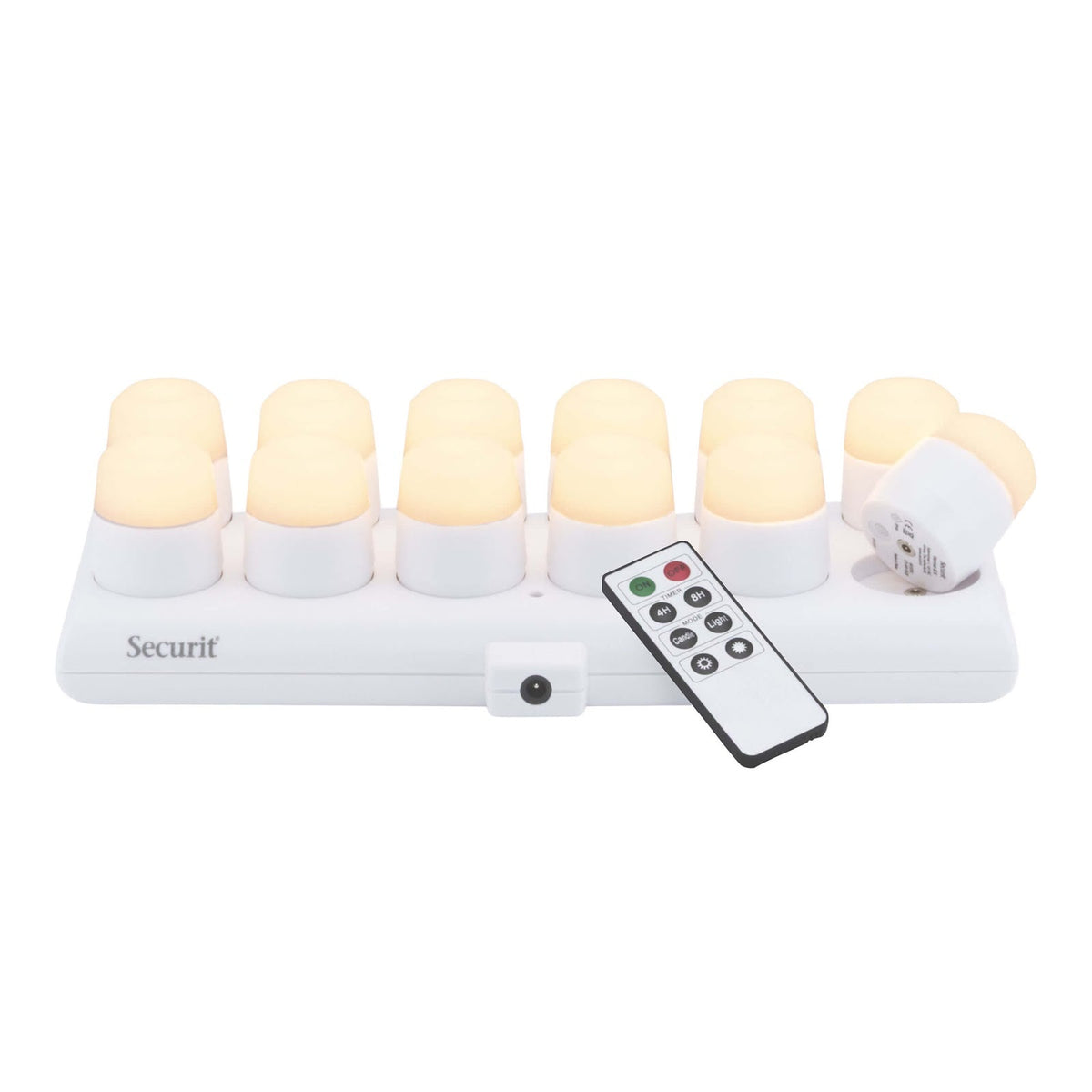 Candele LED Ø 4 cm H 5 cm con Base di Ricarica e Telecomando Set da 12 Pezzi