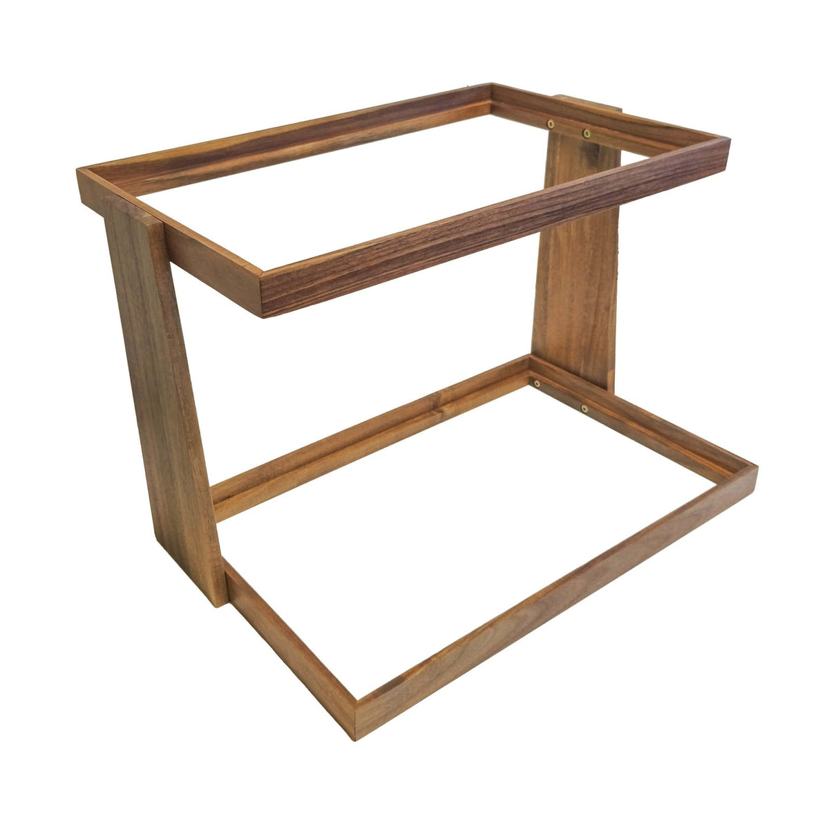 Alzata 2 Posti in Legno di Acacia per Cassette GN 1/1 58x44,5 cm H 38 cm per Buffet