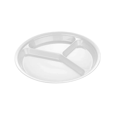 Piatto 3 Scomparti in Melamina Bianca Ø 27,6 cm 12 Pezzi