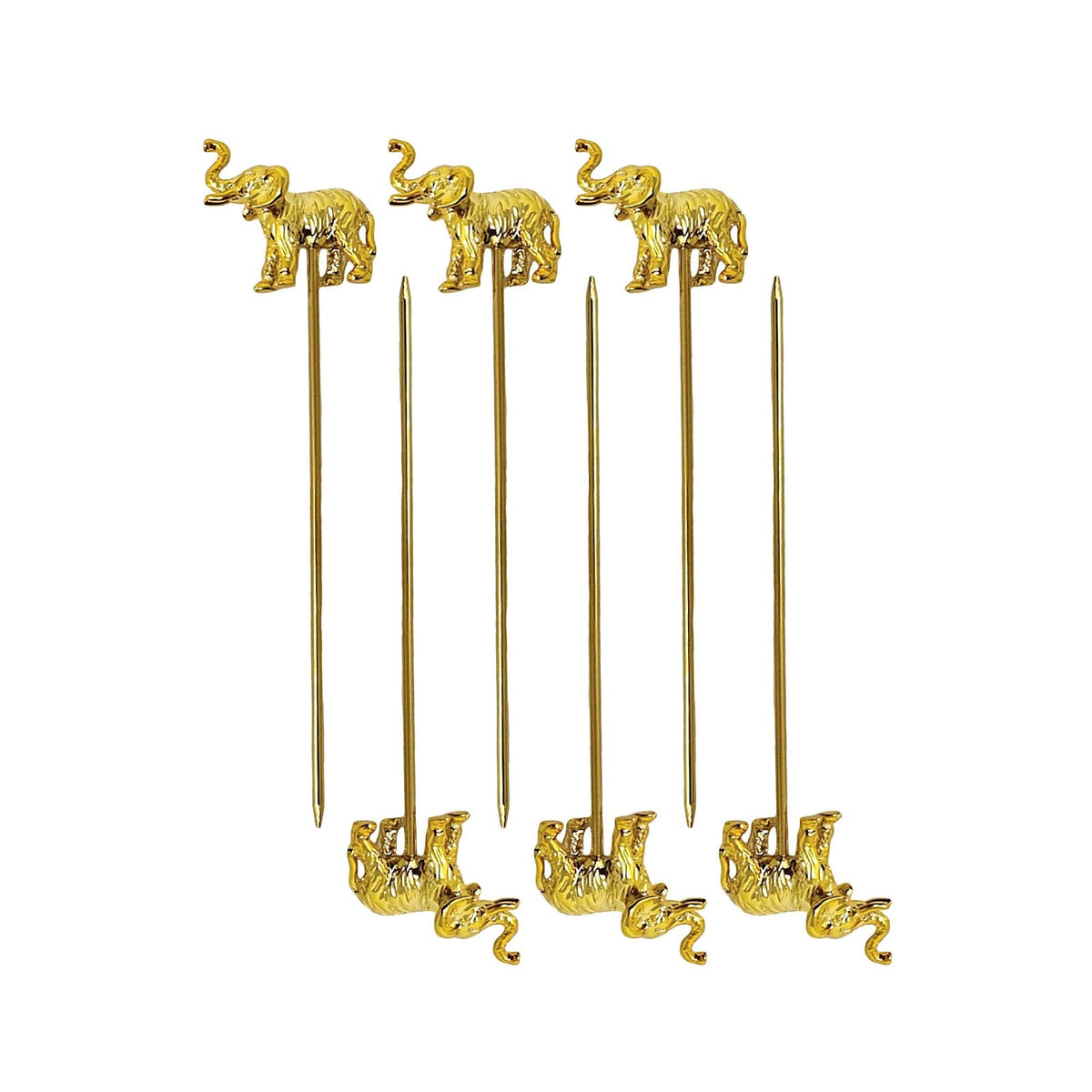 ILSA Spiedini Cocktail Elefante Acciaio Inox 18/10 PVD Oro 12 cm Set 6 Pezzi