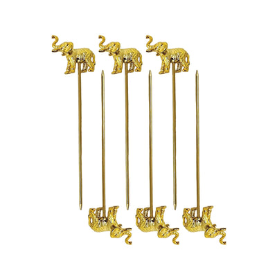 ILSA Spiedini Cocktail Elefante Acciaio Inox 18/10 PVD Oro 12 cm Set 6 Pezzi
