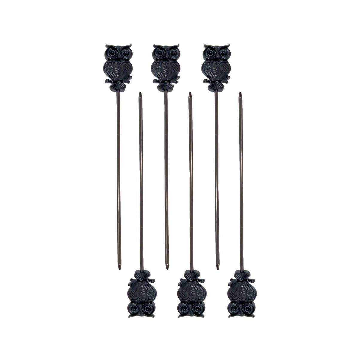 ILSA Spiedini Cocktail Gufo Acciaio Inox 18/10 PVD Nero 12 cm Set 6 Pezzi