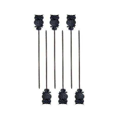ILSA Spiedini Cocktail Gufo Acciaio Inox 18/10 PVD Nero 12 cm Set 6 Pezzi