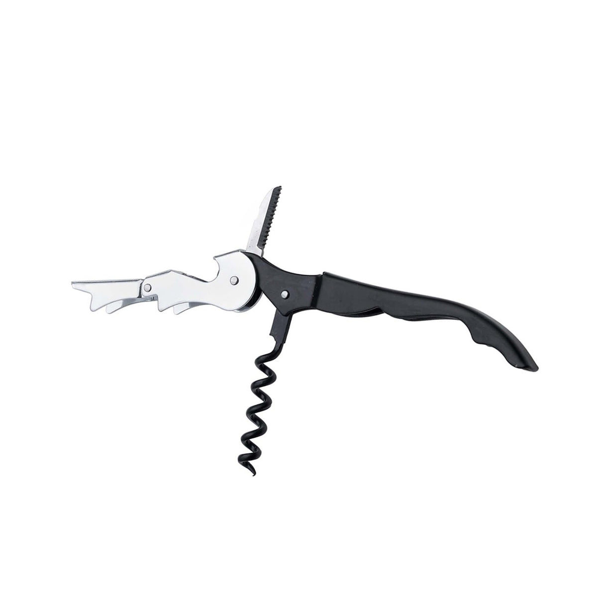 Apribottiglie Doppio Passo in Acciaio Inox Nero
