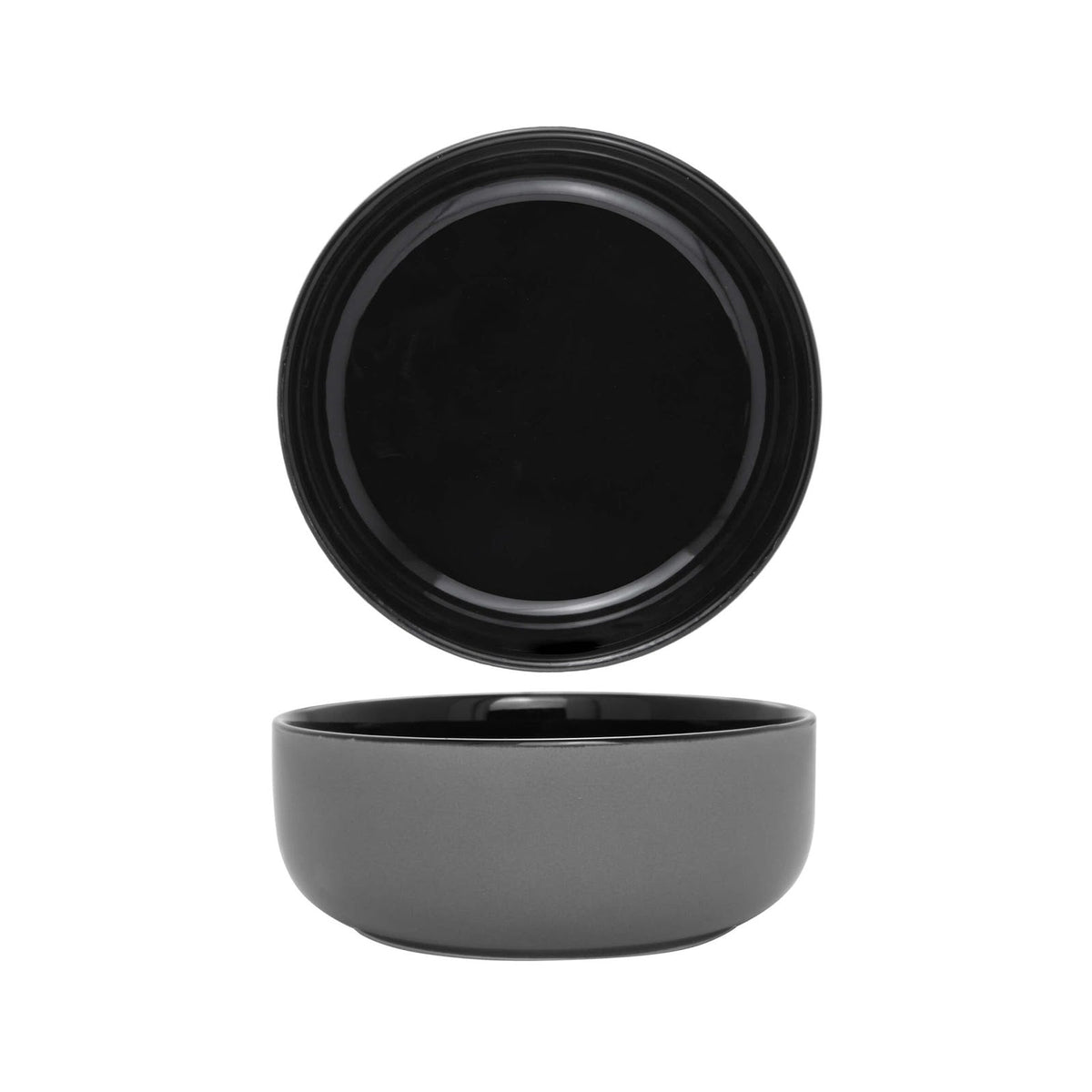 Poke Bowl Coppa Grigio e Nero 16,5 cm H 6 6 Pezzi