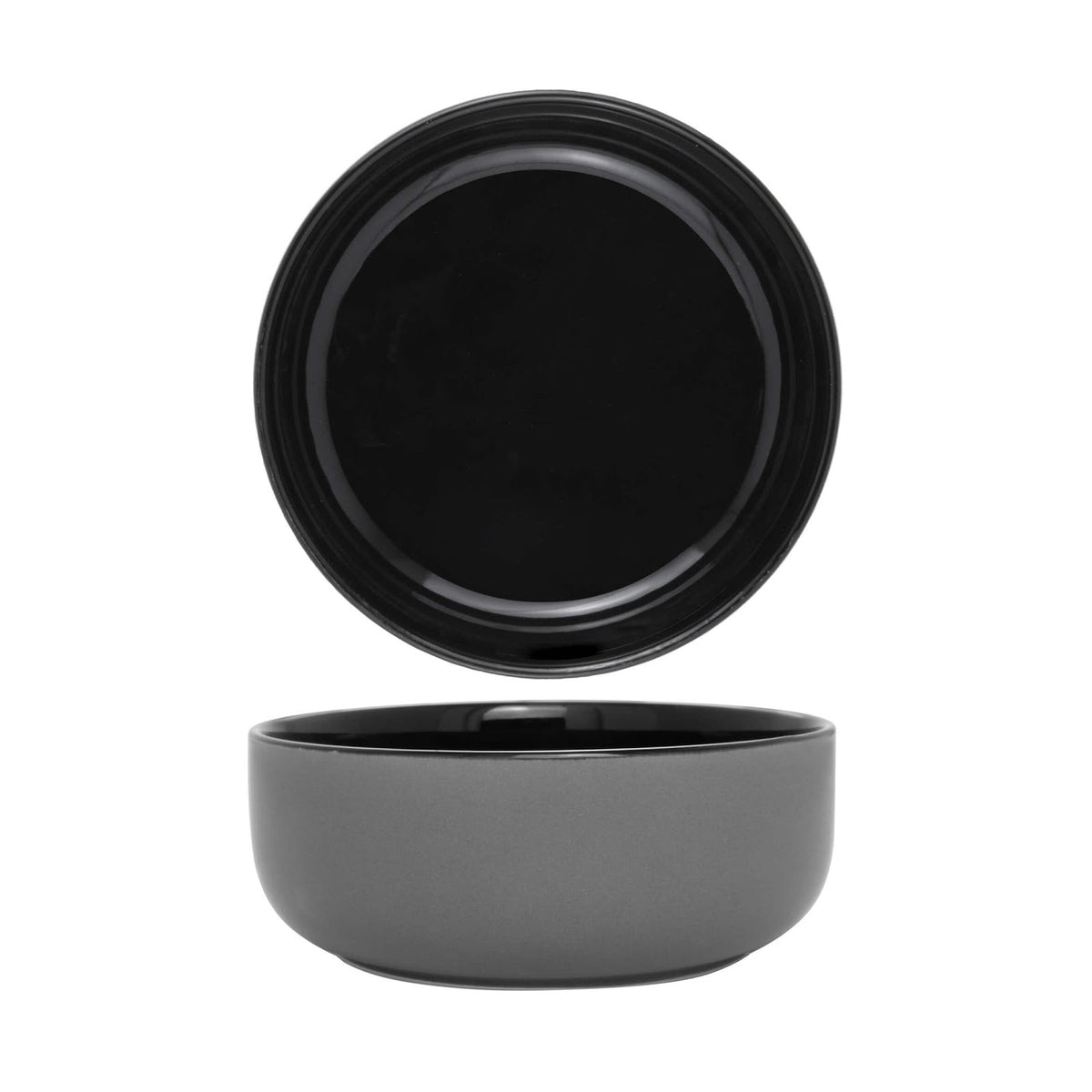Poke Bowl Coppa Grigio e Nero 18 cm H 6,5 4 Pezzi