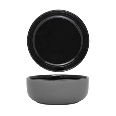 Poke Bowl Coppa Grigio e Nero 18 cm H 6,5 4 Pezzi