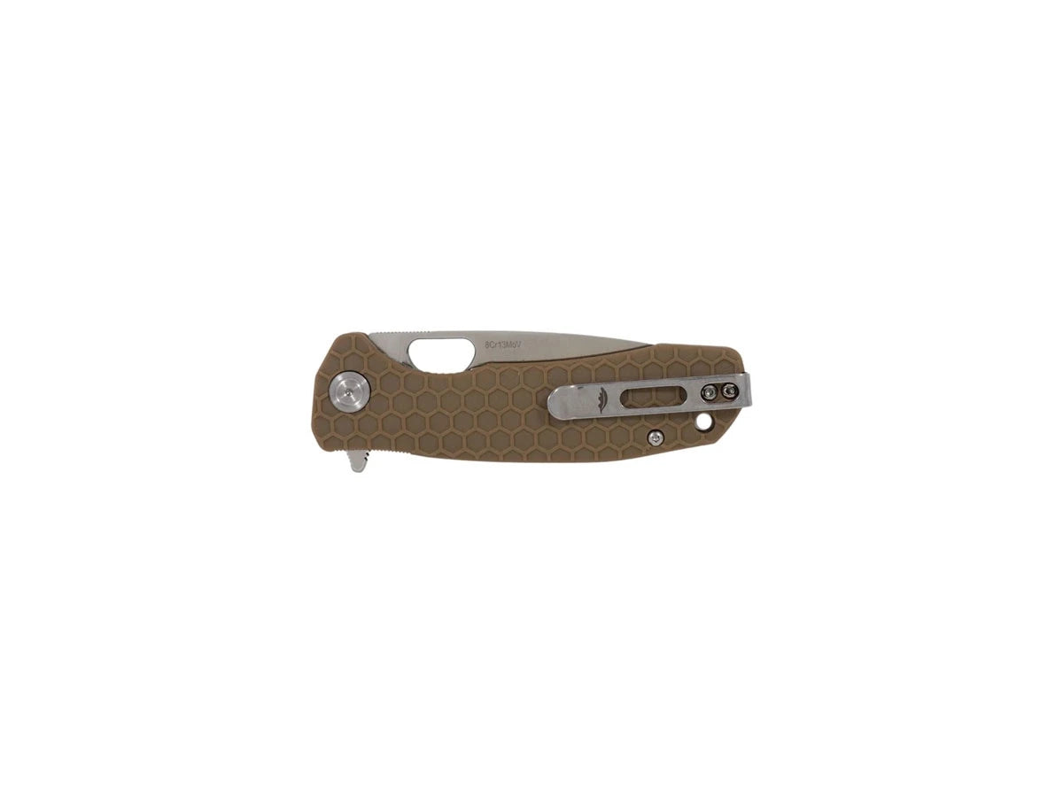 Honey Badger Drop Point Small HB1022 tan, dettaglio manico FRN