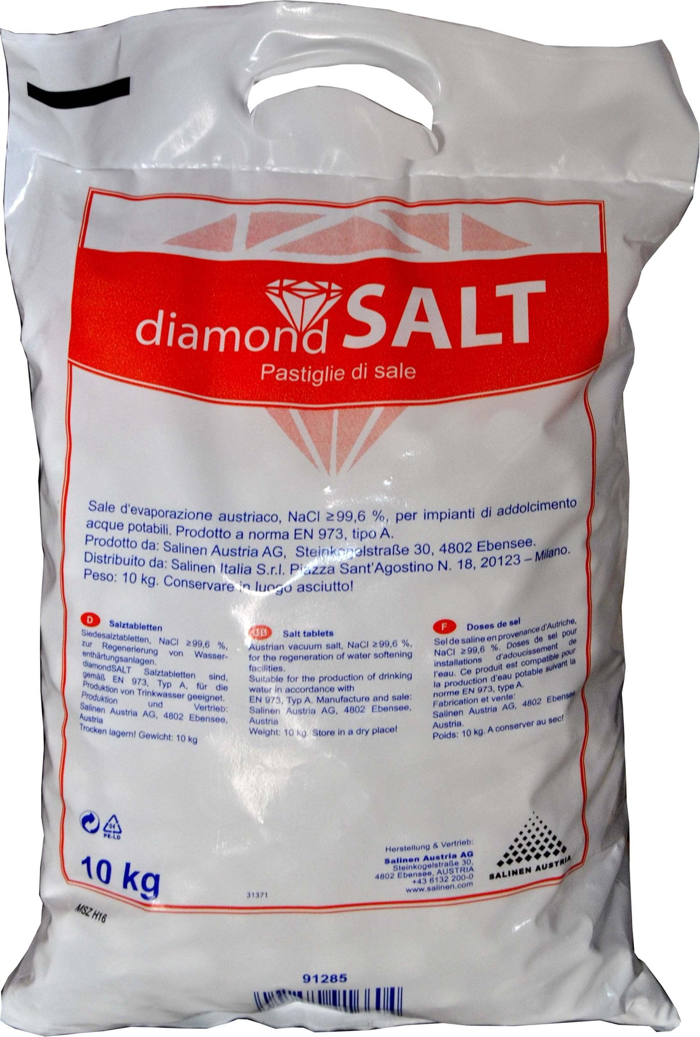 SALE RICRISTALLIZZATO IN PASTIGLIE PER ADDOLCIMENTO ACQUE 25Kg