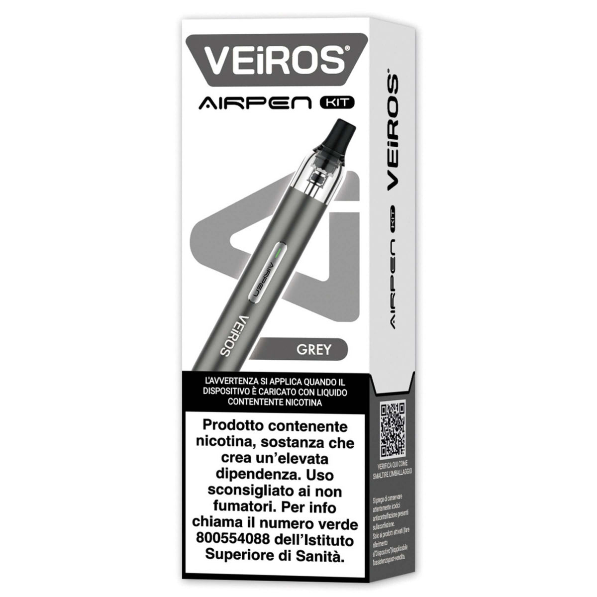 VEIROS Airpen Kit Sigaretta Elettronica Ricaricabile Grey 1100 mAh con Pod Riempibile
