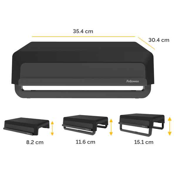 Supporto monitor Breyta - pieghevole - 8,2 x 35,4 x 30,4 cm - nero - Fellowes