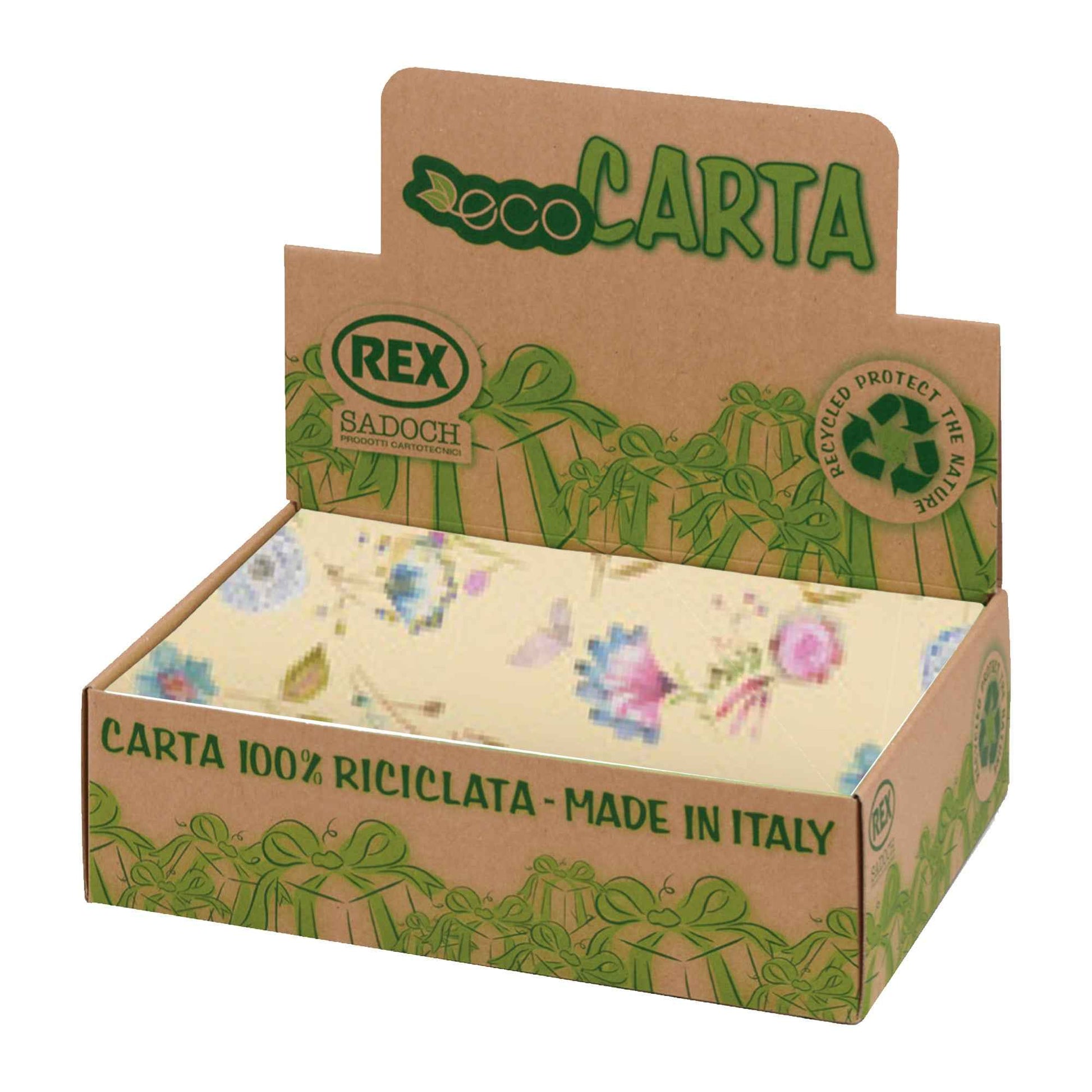 Carta regalo riciclata Fiori di campo - 100 fogli - 70x100cm - fantasie assortite - Rex Sadoch