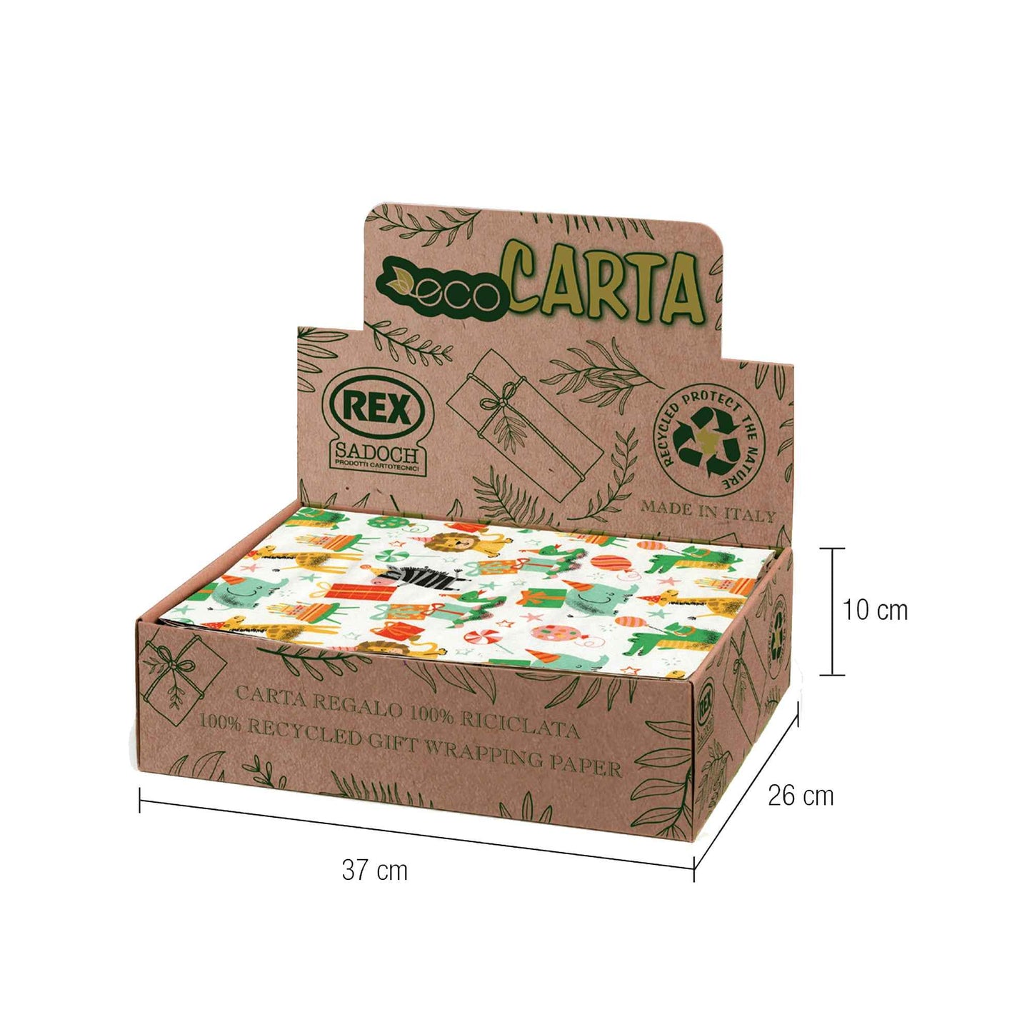 Carta regalo riciclata Graphic - 100 fogli - 70x100cm - fantasie assortite - Rex Sadoch