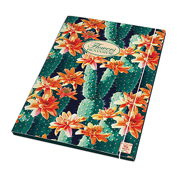 Cartella 3 lembi con elastico Nature Flowers - A4 - dorso 1,5cm - fantasie assortite - Pigna