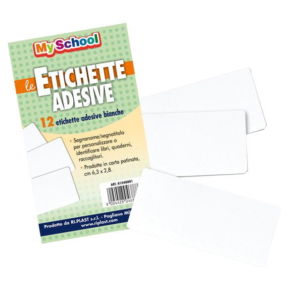 Etichetta adesiva segnanome - 6,3 x 2,8 cm - bianco - Colorosa - conf. 12 pezzi