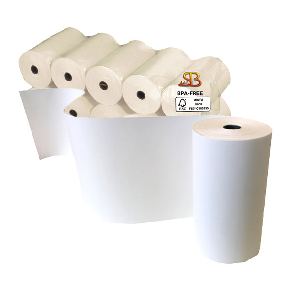 Rotolo per calcolatrice e stampante - 80 mm x 80 m - 55 gr - diametro esterno 77 mm - anima 12 mm - carta termica BPA free - Sabacart - blister 10 pezzi