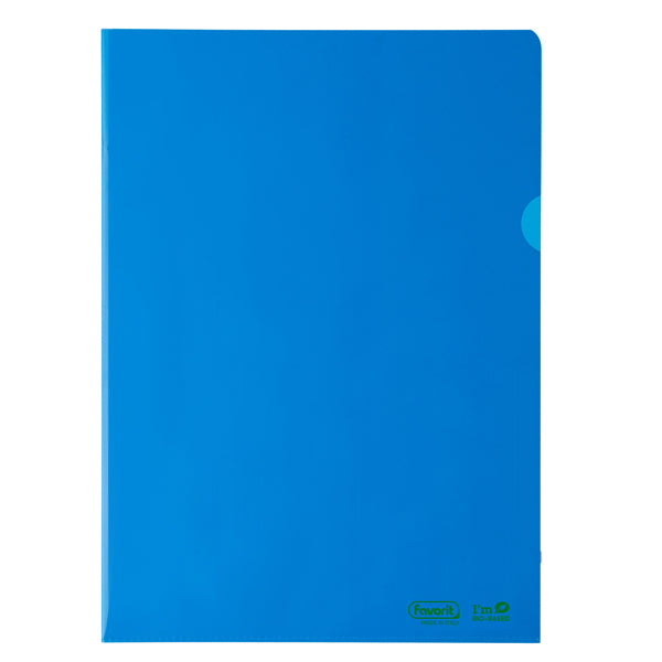 Cartellina a L BioBased - 22 x 30 cm - PE riciclato - liscio pesante - blu - Favorit - conf. 25 pezzi
