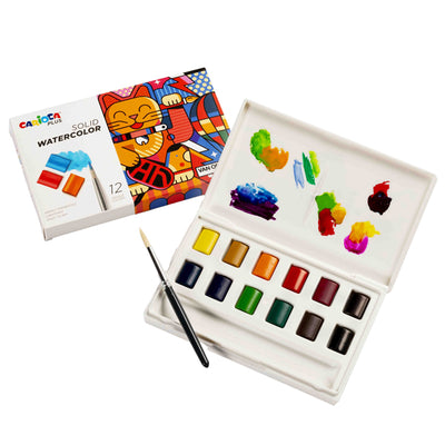 Pastiglia acquerello - ø 18 mm x 10 mm - colori assortiti - Carioca Plus - conf. 12 pezzi