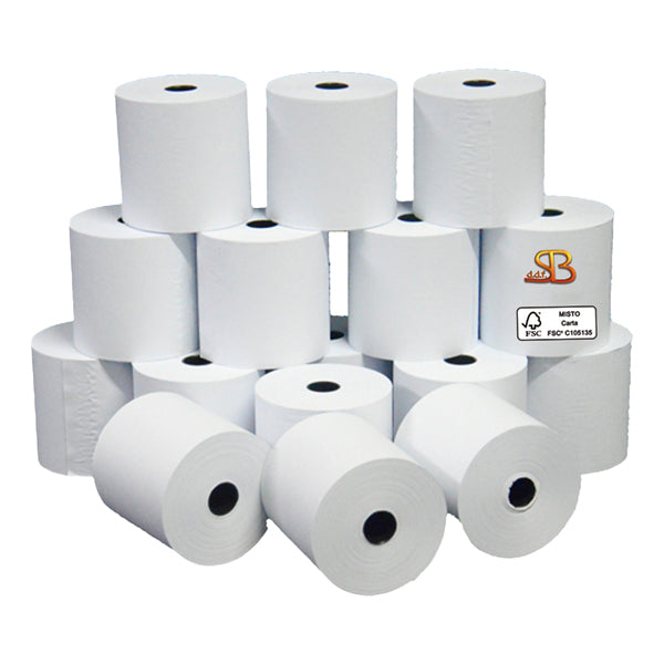 Rotolo per calcolatrice - 58 mm x 28 m - 55 gr - diametro esterno 58 mm - anima 12 mm - carta neutra - Sabacart - blister 10 pezzi