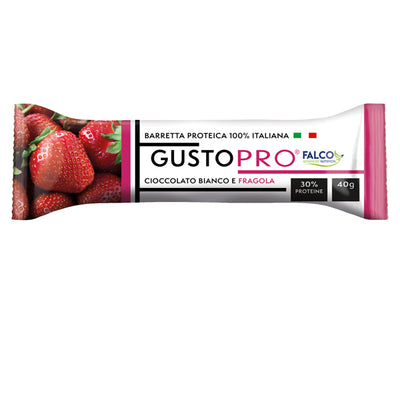 Falco GustoPro Barretta Proteica Cioccolato Bianco e Fragola 40 g Confezione 24 Barrette