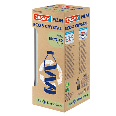 Nastro adesivo Crystal recycled - 19 mm x 33 m - PET - trasparente - Tesa - torre 8 pezzi