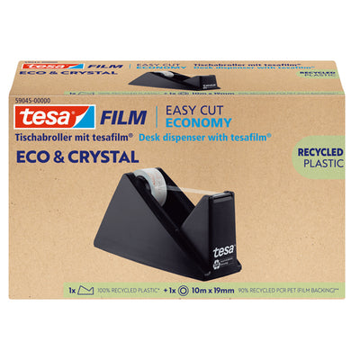 Dispenser da tavolo Crystal recycled - per nastri da 33 m - rotolo 19 mm x 10 m incluso - Nero - Tesa