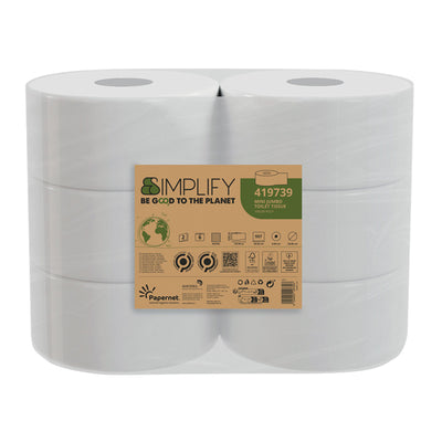 Carta igienica MiniJumbo Simplify - 2 veli - 15 gr - goffratura mini - 557 strappi - Papernet
