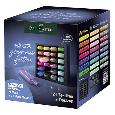 Evidenziatore Textliner 46 - punta a scalpello - colori assortiti - Faber-Castell - deskset 24 pezzi