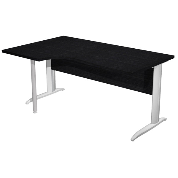 Scrivania Compact Sinistro Easy - 160 x 60/80/100 cm - Nero venato/grigio alluminio