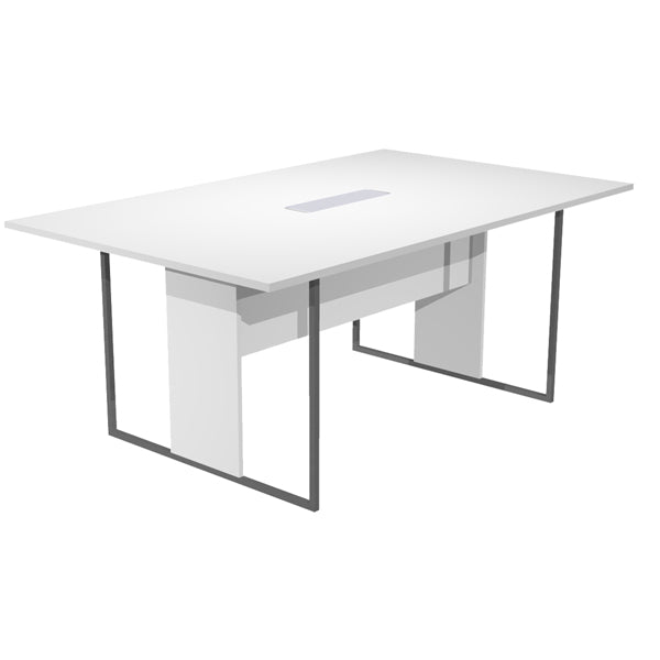Tavolo riunione Essence - 180 x 110 cm - Bianco - Gamba antracite - Top bianco