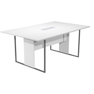 Tavolo riunione Essence - 180 x 110 cm - Bianco - Gamba antracite - Top bianco