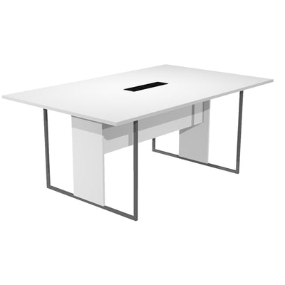 Tavolo riunione Essence - 180 x 110 cm - Bianco - Gamba antracite - Top nero