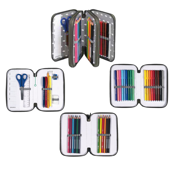 Astuccio Colors 3 zip - 13 x 20 x 7,5 cm - tessuto - fantasie assortite - Colorosa