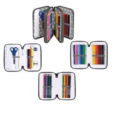 Astuccio Colors 3 zip - 13 x 20 x 7,5 cm - tessuto - fantasie assortite - Colorosa