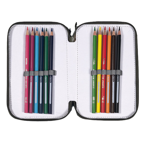 Astuccio Colors 3 zip - 13 x 20 x 7,5 cm - tessuto - fantasie assortite - Colorosa