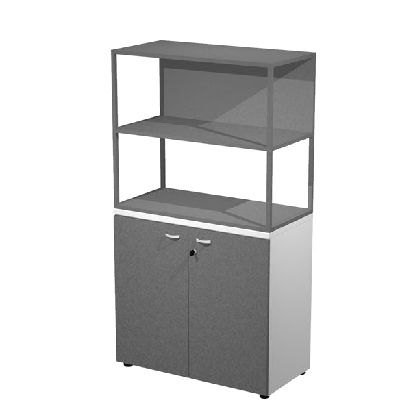 Libreria media metal + armadio basso Essence - 90 x 46 x 165 cm - Bianco/antracite/antracite/antracite