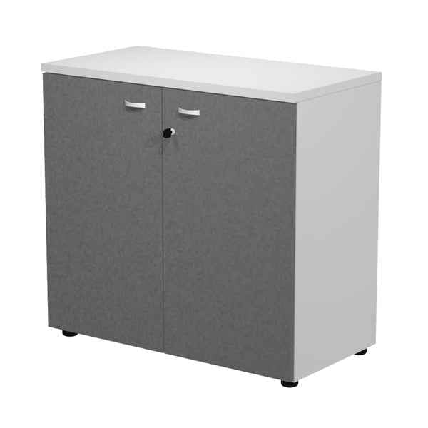Armadio basso con ante Essence - con serratura - 90 x 46 x 85 cm - bianco/antracite