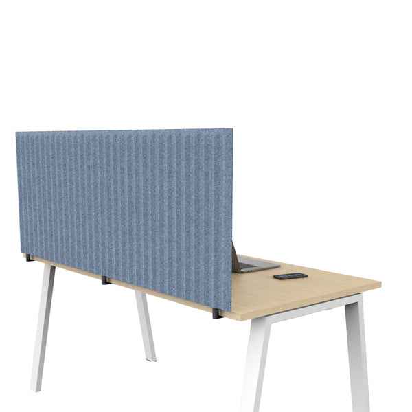 Pannello fonoassorbente per scrivania - 115 x 40 cm - morsetti neri - azzurro