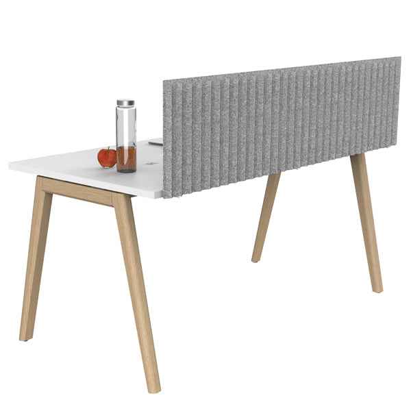 Pannello fonoassorbente per scrivania - 135 x 40 cm - morsetti neri - grigio chiaro