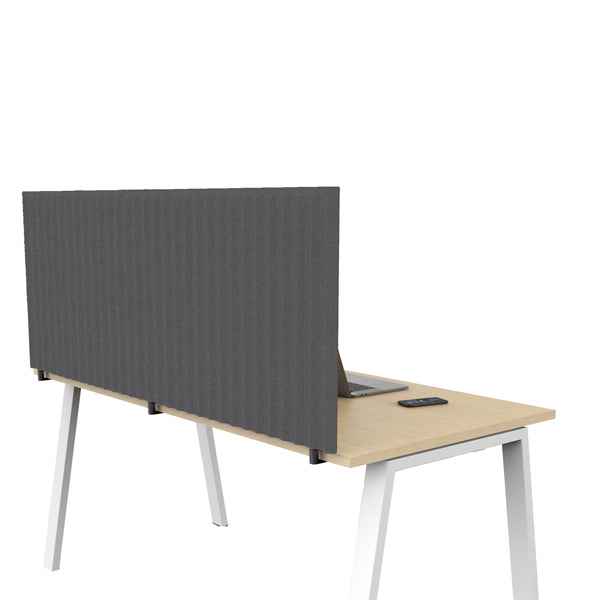 Pannello fonoassorbente per scrivania - 175 x 40 cm - morsetti neri - grigio medio