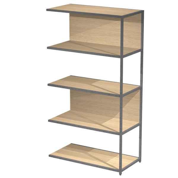 Modulo aggiuntivo per libreria Modular - 90 x 44 x 161 cm - struttura metal antracite - rovere